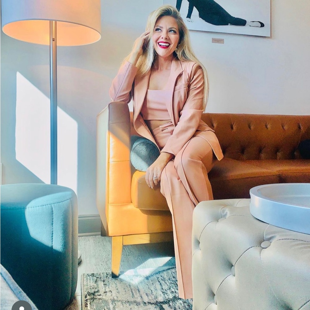 Peach/Nude Faux Leather 3-Piece Suit with Crop Top from Missguided SZ 6